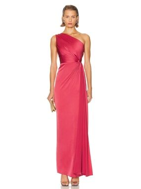 NWT Alex Perry Twist Satin Column Dress in Garnet Rose Size US 6 UK 10